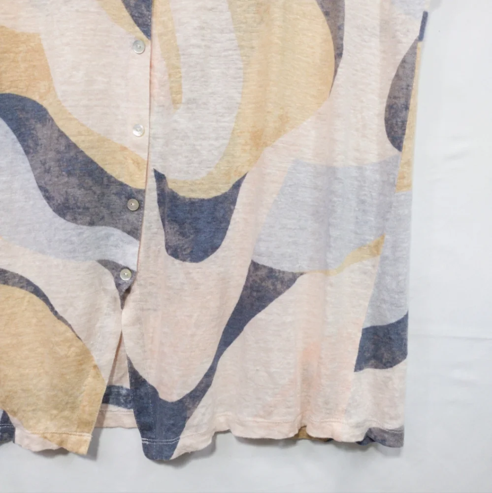 Rachel Zoe 100% Linen Artsy Top Womens XL Multicolor Boho Retro Coastal Tropical - Picture 5 of 9